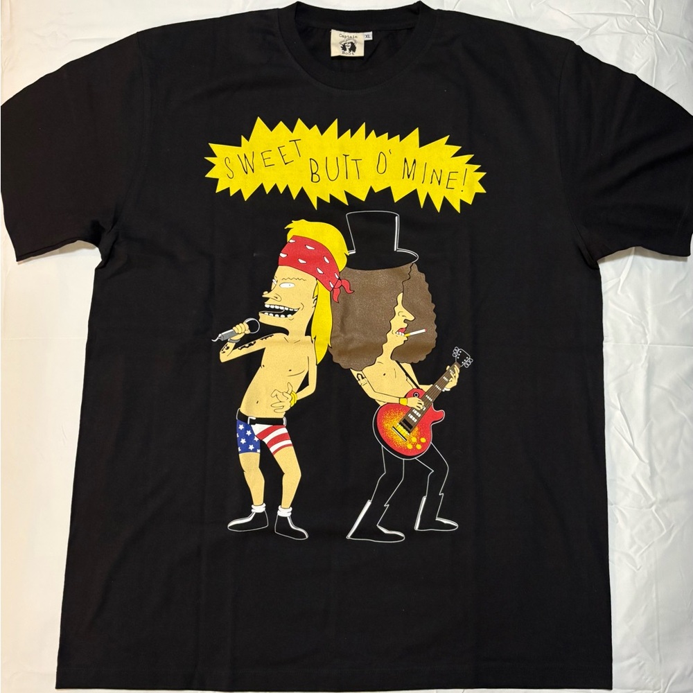 MTV Beavis Butthead Black Graphic T-Shirt with Cartoon Print XL